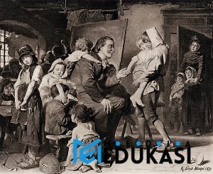 Pestalozzi: Bapak pendidikan modern yang menekankan kasih sayang dalam mengajar.